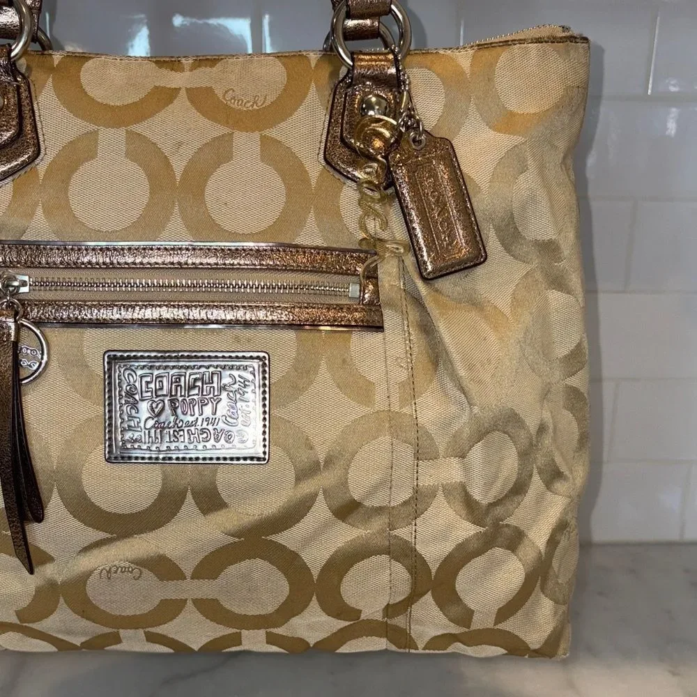 Coach Bag Purse Handbag Y2K Poppy Signature Op Art Logo Large Tote Bag